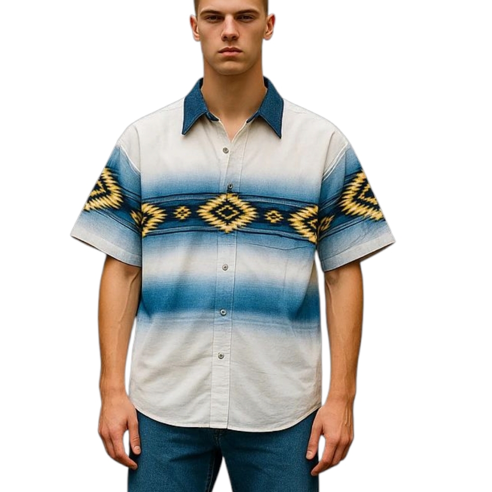 Vintage Cumberland Outfitters Men's Southwest Aztec Pattern Pearl Snap Shirt